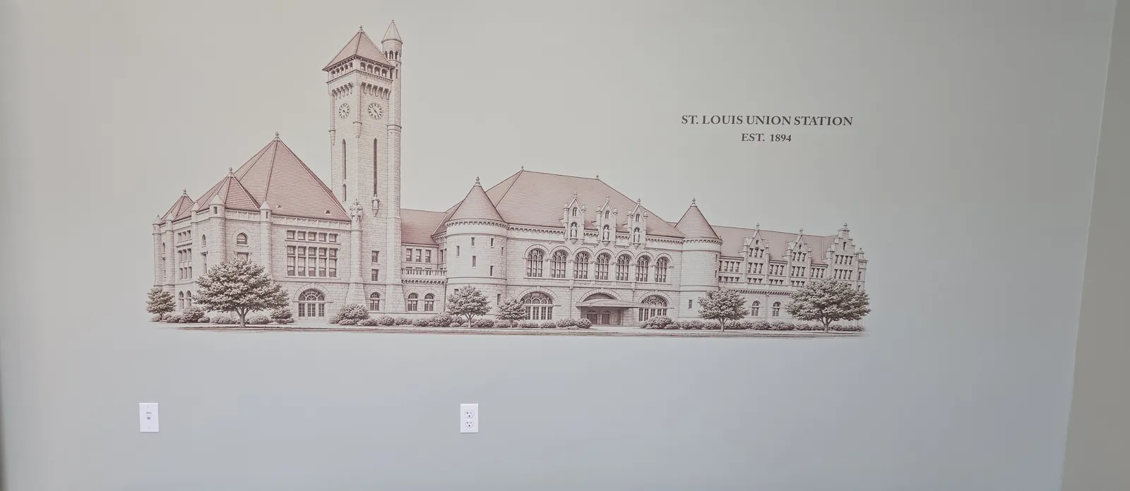 St. Louis Union Station Signature Series artwork by Deana Dods installed on a real wall at a commissioned senior living community